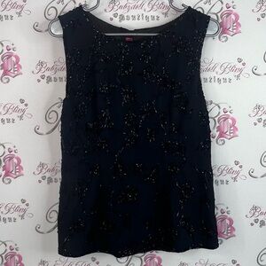 Richard’s beaded tank top embroidered Chic Black Embellished Sleeveless Blouse